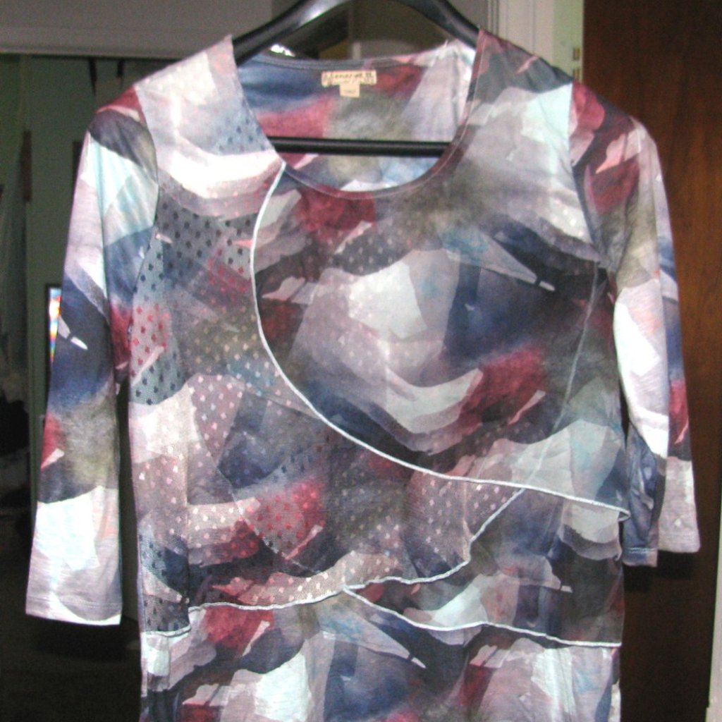 Burgundy Navy Grey Polyester Blouse Size Xl Energe'